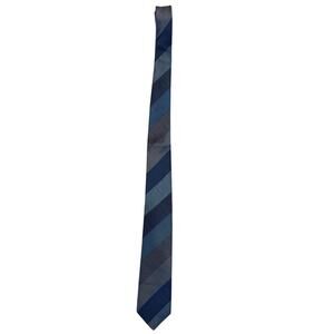 Vintage Elaan Mens Necktie Tie Blue Gray Thick Stripe 54.5” 2.5”